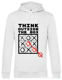 Hoodie barbat cu gluga Think outside the box Alb