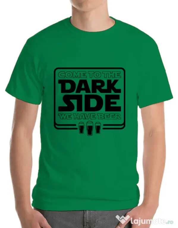 Tricou ADLER barbat Dark side with beer Verde mediu
