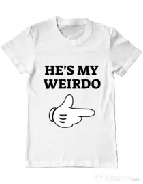 Tricou ADLER barbat He's my weirdo Alb