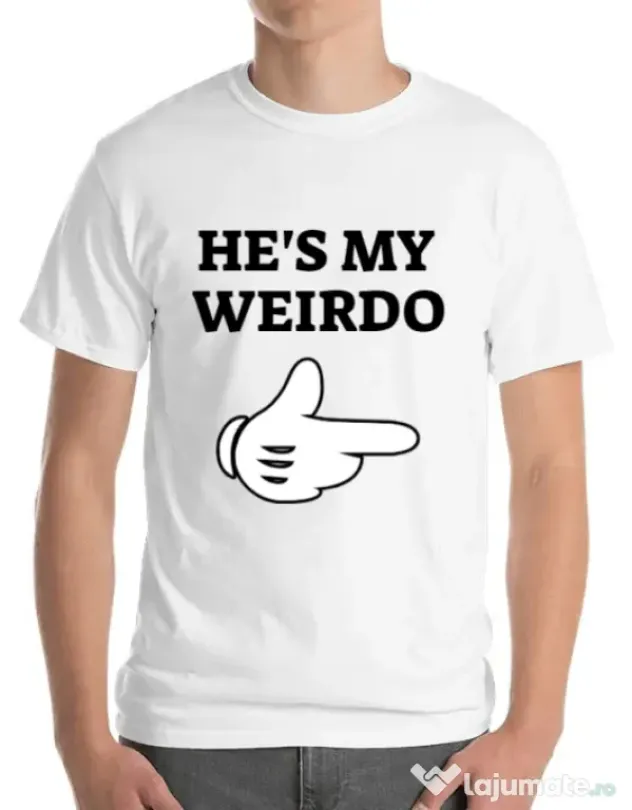 Tricou ADLER barbat He's my weirdo Alb