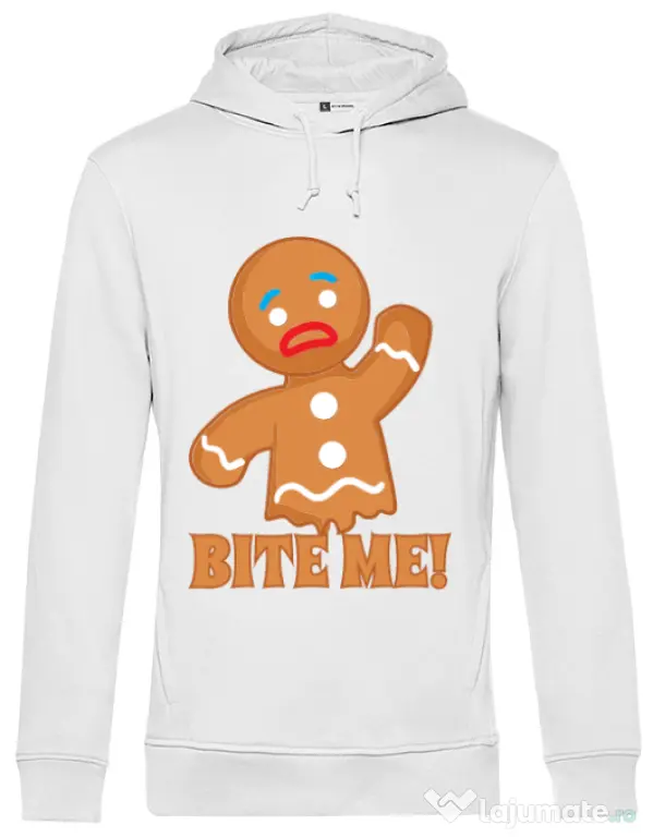 Hoodie barbat cu gluga Bite me Alb