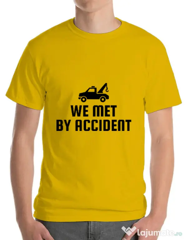 Tricou ADLER barbat We met by accident Galben