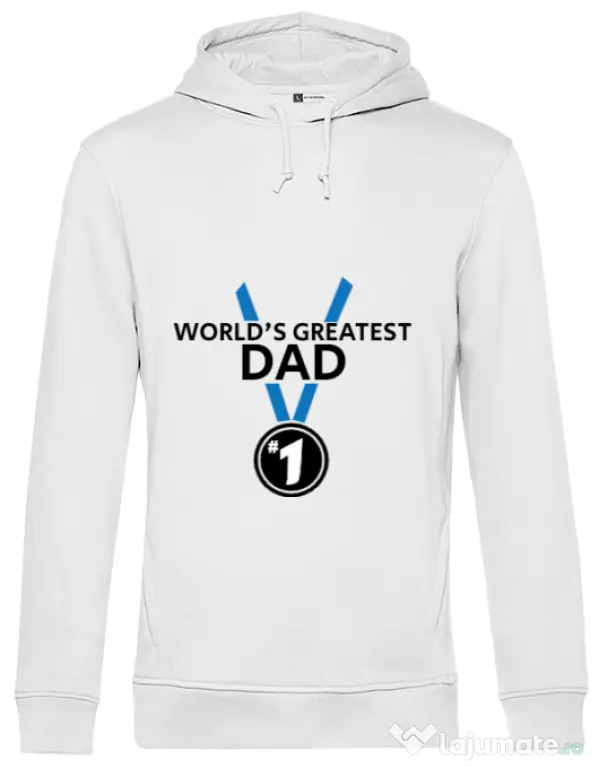 Hoodie barbat cu gluga World's greatest dad Alb