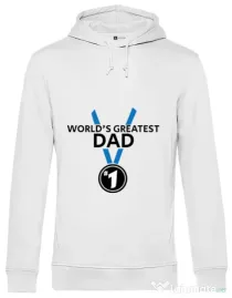 Hoodie barbat cu gluga World's greatest dad Alb