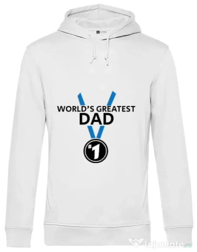 Hoodie barbat cu gluga World's greatest dad Alb