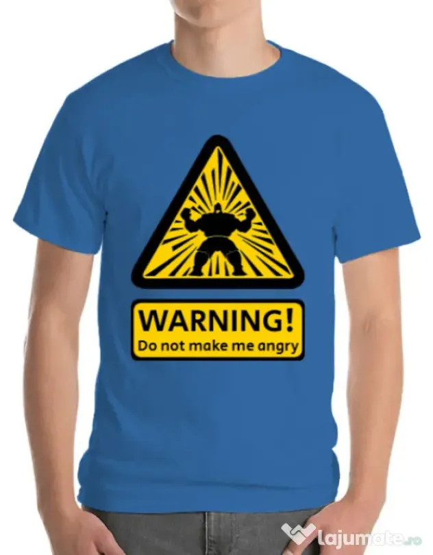 Tricou ADLER barbat Do not make me angry Albastru azuriu