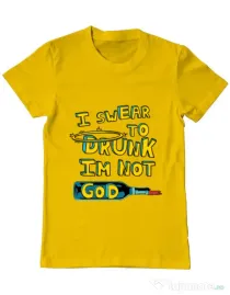 Tricou ADLER barbat I swear to drunk Galben