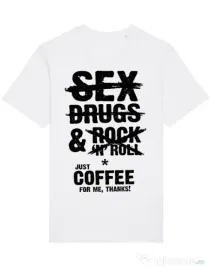 Tricou STANLEY STELLA barbat Just coffee for me Alb