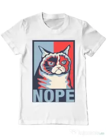 Tricou ADLER barbat Grumpy cat Nope Alb