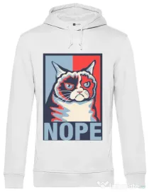 Hoodie barbat cu gluga Grumpy cat Nope Alb