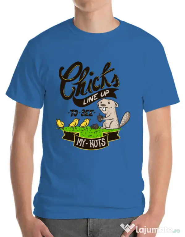 Tricou ADLER barbat See my nuts Albastru azuriu