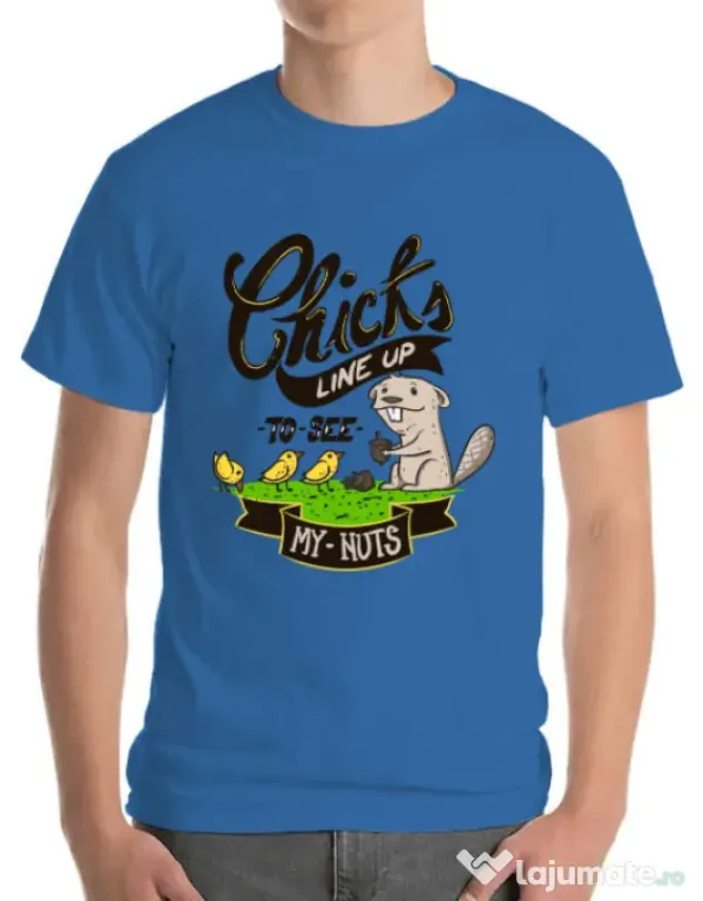 Tricou ADLER barbat See my nuts Albastru azuriu