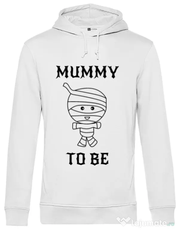 Hoodie barbat cu gluga Mummy to be boy Alb