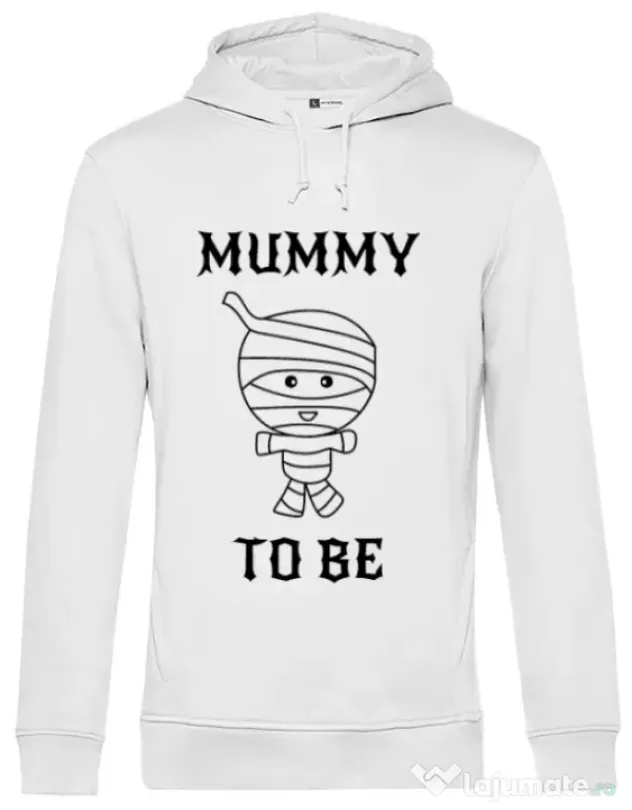 Hoodie barbat cu gluga Mummy to be boy Alb
