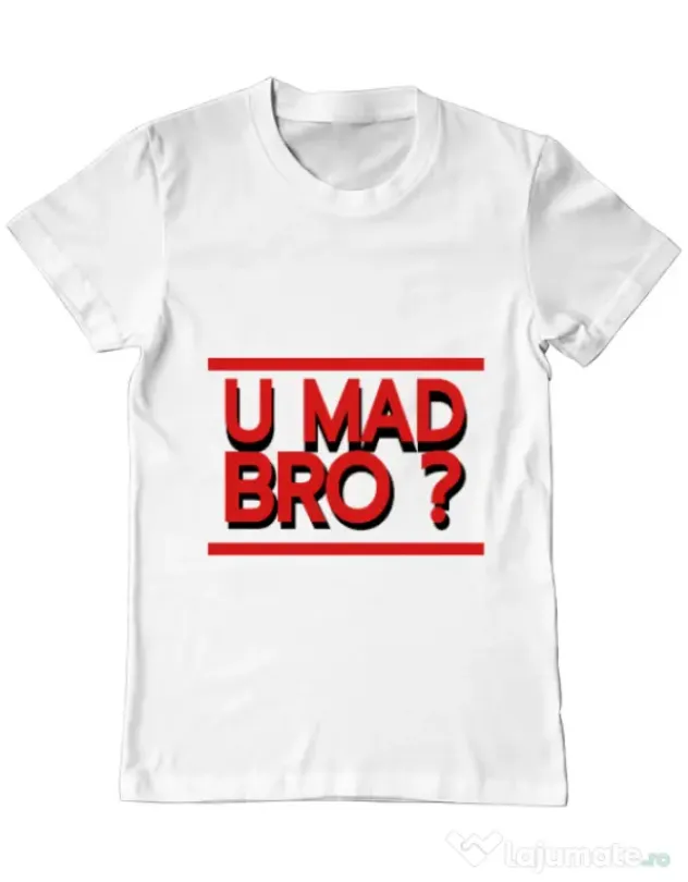 Tricou ADLER barbat U mad bro? Alb