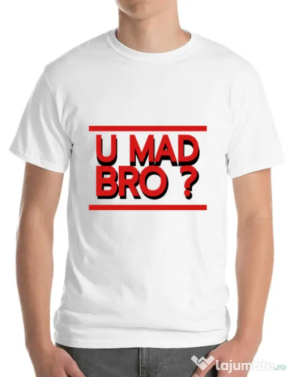 Tricou ADLER barbat U mad bro? Alb