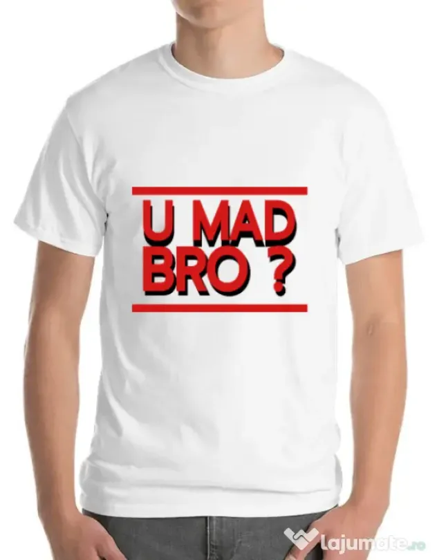 Tricou ADLER barbat U mad bro? Alb