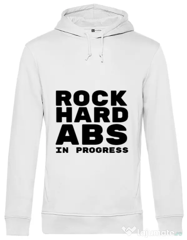 Hoodie barbat cu gluga Rock hard Alb