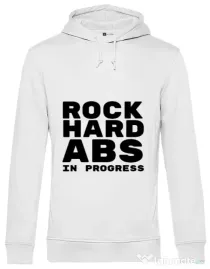 Hoodie barbat cu gluga Rock hard Alb