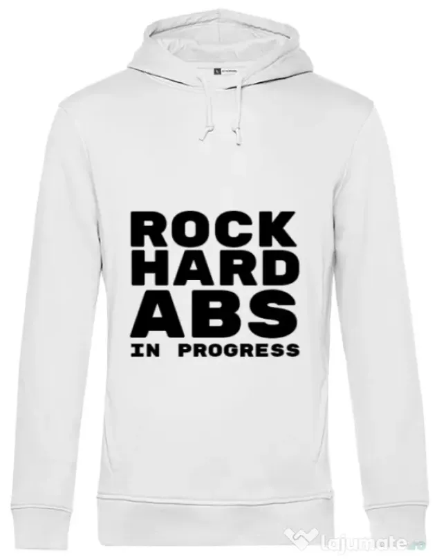 Hoodie barbat cu gluga Rock hard Alb