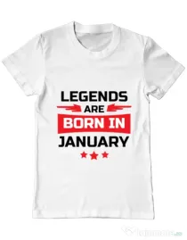 Tricou ADLER barbat Legends are born in January Alb