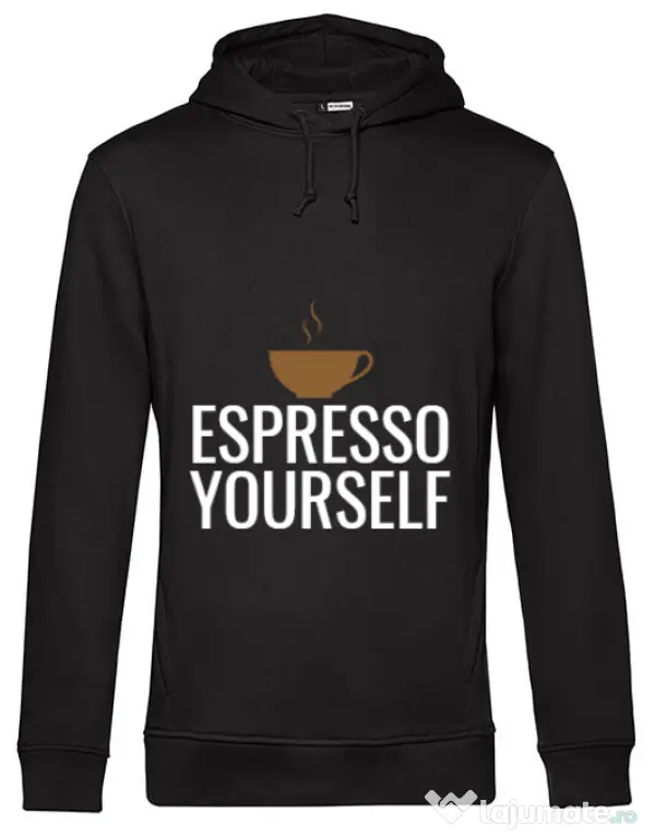 Hoodie barbat cu gluga Espresso yourself Negru