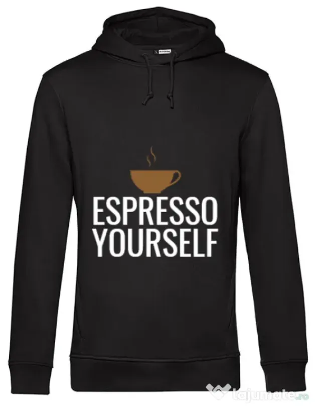 Hoodie barbat cu gluga Espresso yourself Negru