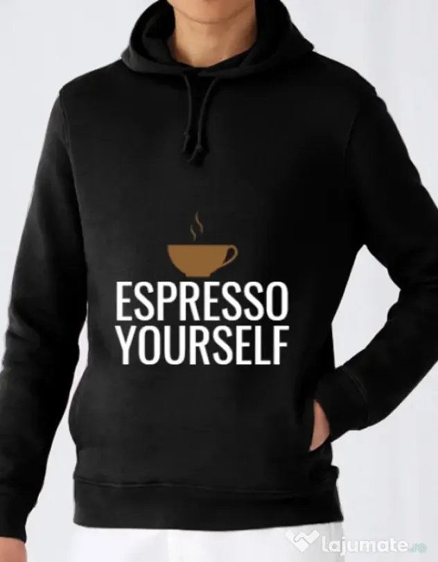 Hoodie barbat cu gluga Espresso yourself Negru