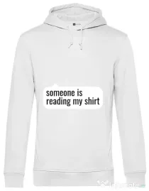 Hoodie barbat cu gluga Reading my shirt Alb