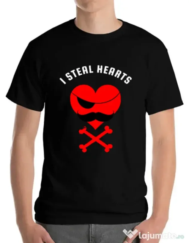 Tricou ADLER barbat I steal hearts Negru
