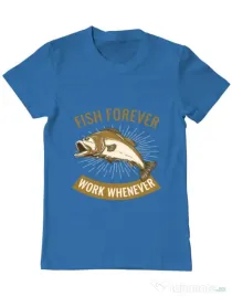 Tricou ADLER barbat Fish forever Albastru azuriu