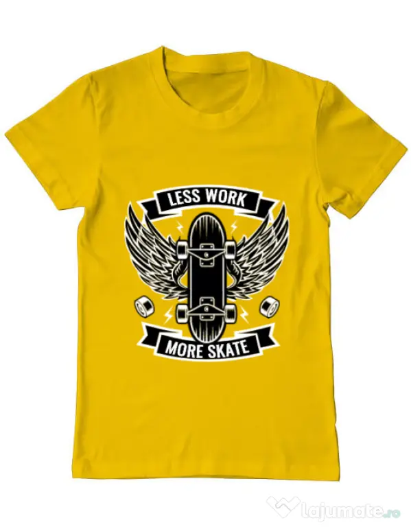 Tricou ADLER barbat Less work more skate Galben