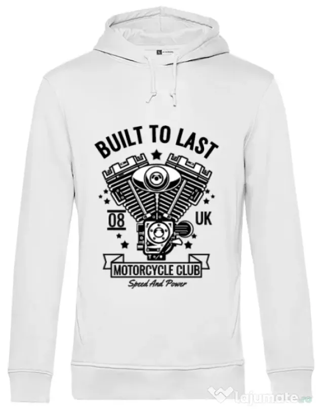 Hoodie barbat cu gluga Built to last Alb