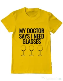 Tricou ADLER barbat I need glasses Galben