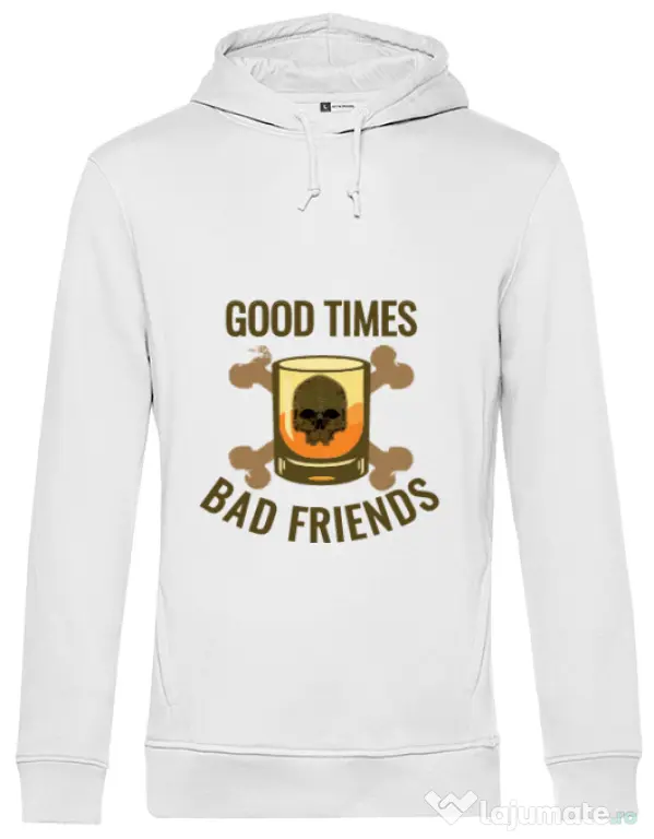 Hoodie barbat cu gluga Good times Alb