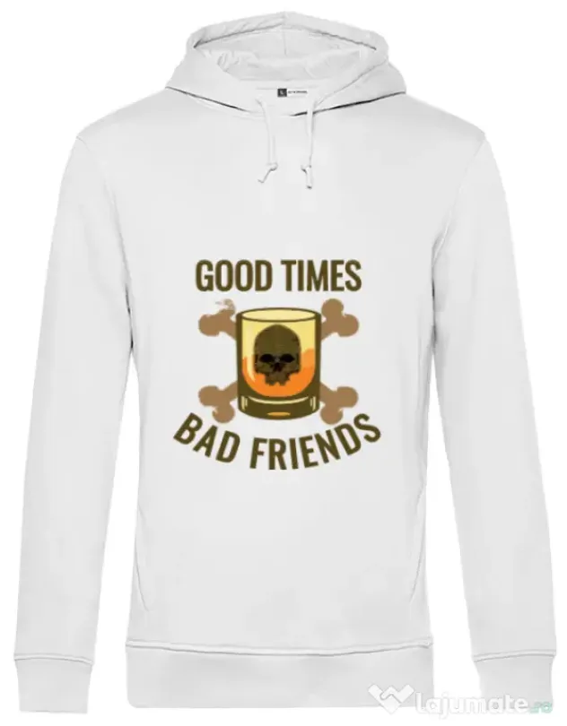 Hoodie barbat cu gluga Good times Alb