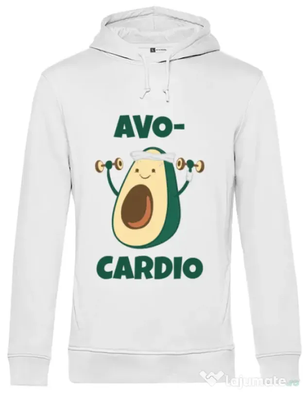 Hoodie barbat cu gluga Avo-cardio Alb