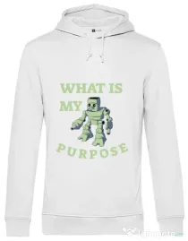 Hoodie barbat cu gluga What is my purpose Alb