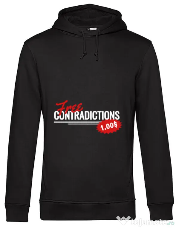 Hoodie barbat cu gluga Free contradictions Negru