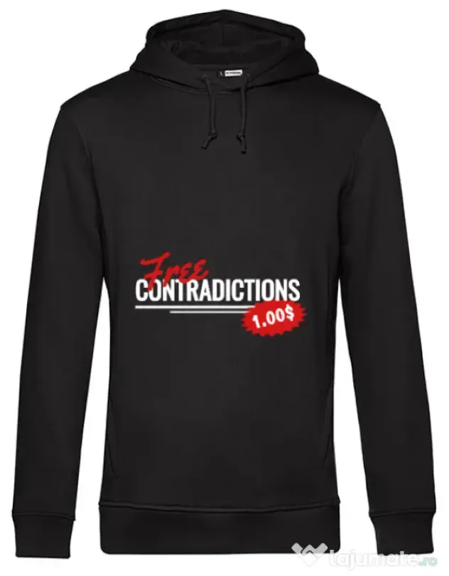Hoodie barbat cu gluga Free contradictions Negru