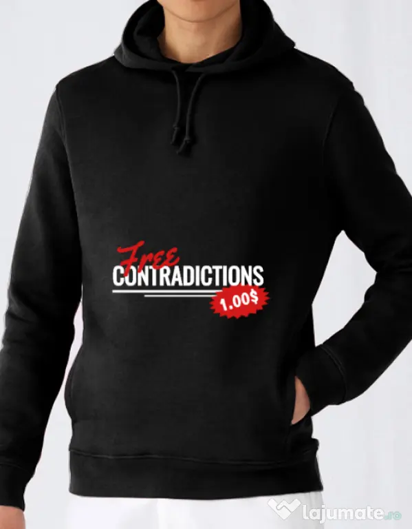 Hoodie barbat cu gluga Free contradictions Negru