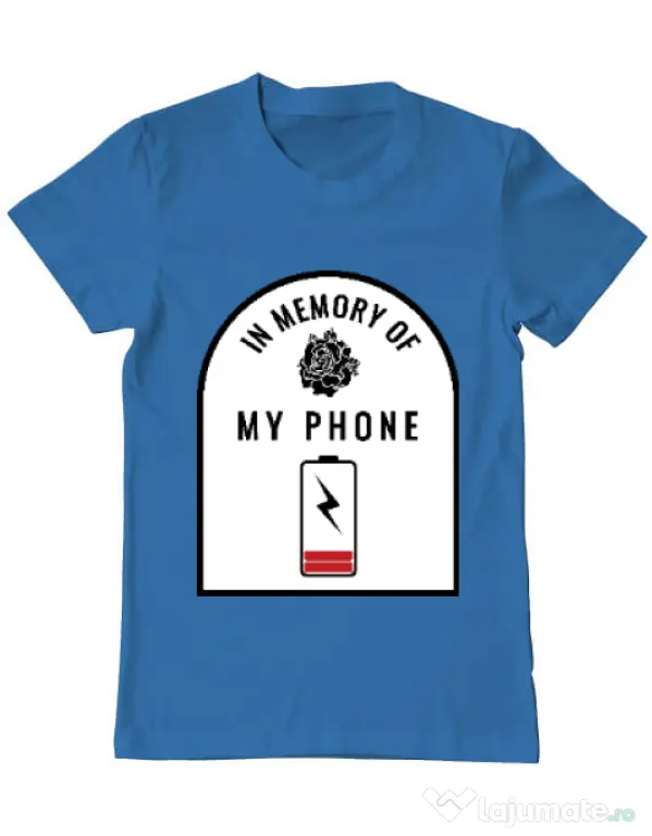 Tricou ADLER barbat In memory of my phone Albastru azuriu