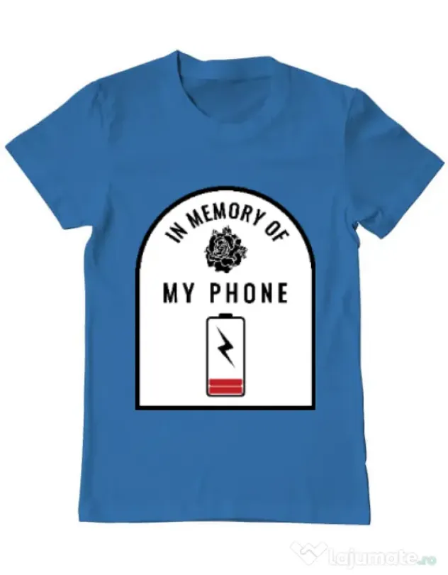 Tricou ADLER barbat In memory of my phone Albastru azuriu