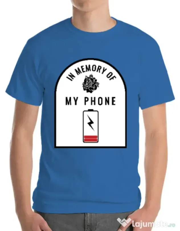 Tricou ADLER barbat In memory of my phone Albastru azuriu