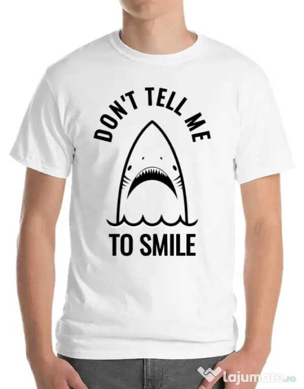 Tricou ADLER barbat Sad shark Alb