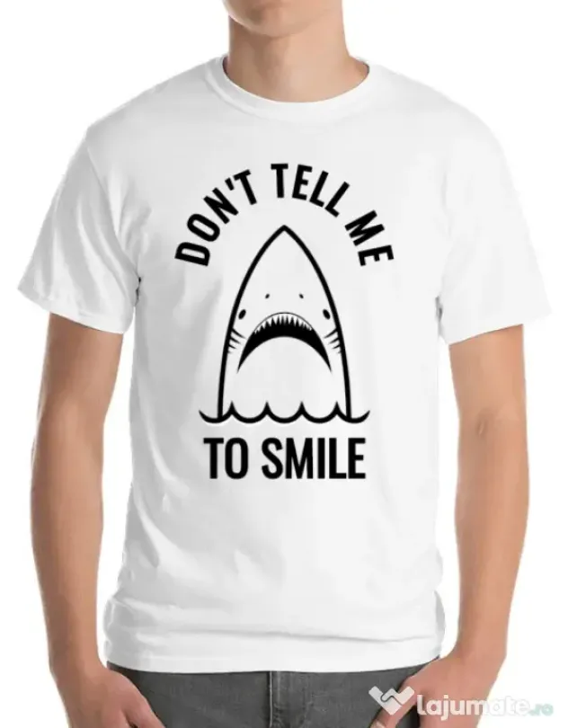 Tricou ADLER barbat Sad shark Alb