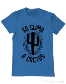 Tricou ADLER barbat Go climb a cactus Albastru azuriu