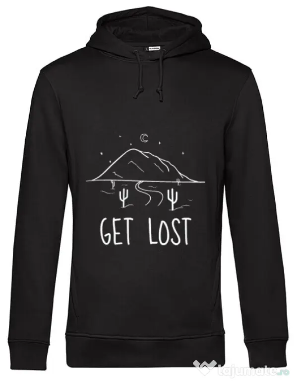 Hoodie barbat cu gluga Get lost Negru