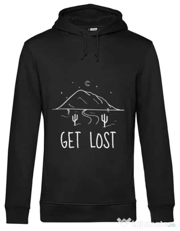 Hoodie barbat cu gluga Get lost Negru