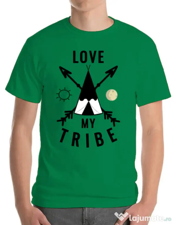Tricou ADLER barbat Love my tribe Verde mediu